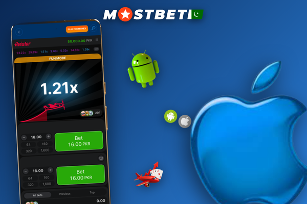 Mostbet Aviator bet panel with PKR 20 stake and five-second countdown before round starts