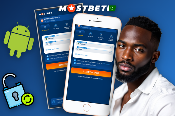 Mostbet register online one-click form with Pakistan country and PKR currency selected