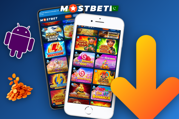 Mostbet online casino smartphone lobby displaying PKR balance, slot thumbnails and live dealer tiles